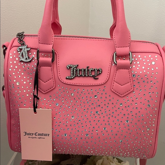 Juicy Couture Bubblegum Pink Crystal Embellished Satchel - Picture 2 of 11